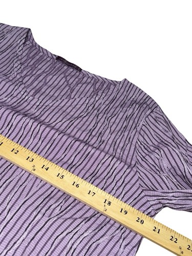 Cut Loose Boxy Lagenlook Blouse Top Size M Embroidered Purple Stripe - Picture 4 of 7