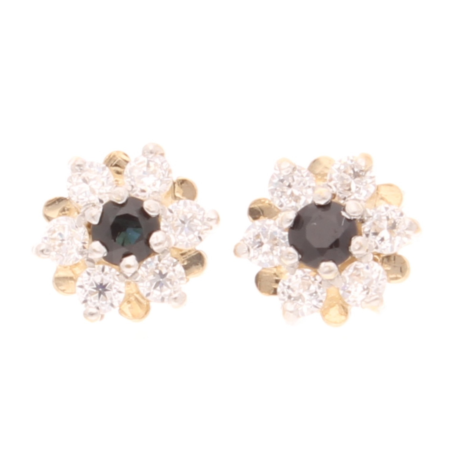9Carat Yellow Gold Sapphire Cluster Stud Earrings (8x8mm)
