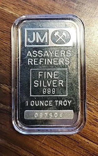 Johnson Matthey Assayers-Refiners{ JM }Blank Back Bar 1 Troy oz.999 Fine Silver