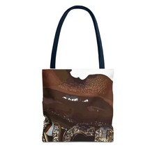 Black Tote Bag with Brown Marble Design