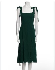 Reformation Dark Green Silky Classy Midi Dress Plus Women’s Size 18 Strapless