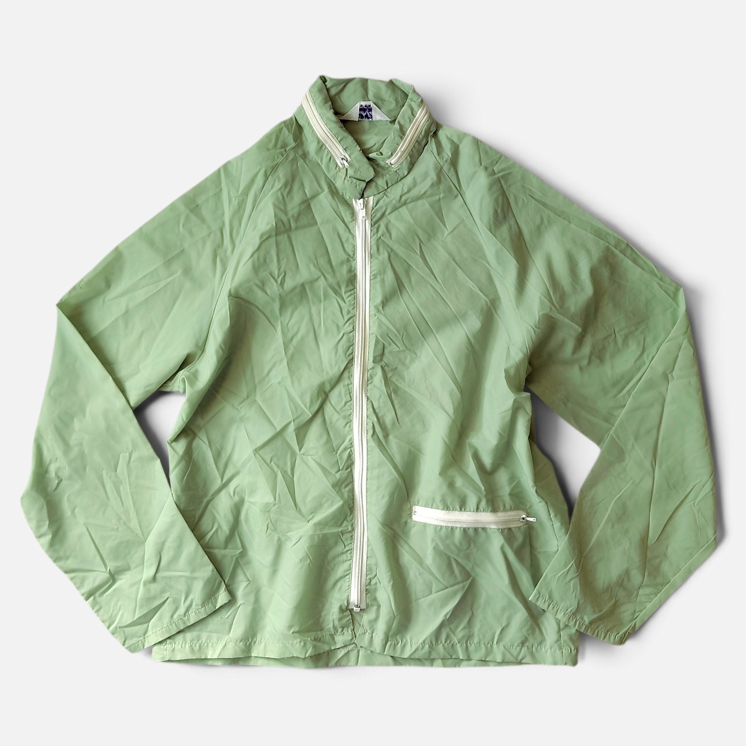 Vintage 60s 70s surfer windbreaker jacket tailored in japan packable hood m sage