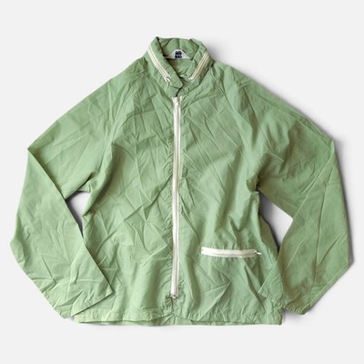 Vintage 60s 70s Surfer Windbreaker Jacket Tailored in Japan Packable Hood M Sage