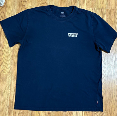 Levi's Men's M Blue Cotton Jersey Crew Neck Graphic Logo Relaxed T-Shirt