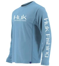 huk men's icon performance fishing long sleeve shirt 30 upf carolina blue medium