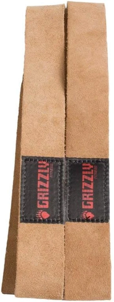 Correas de muñeca de elevación de cuero genuino premium Grizzly Fitness de 1,5" para hombre y mujer Foto 3 de 4