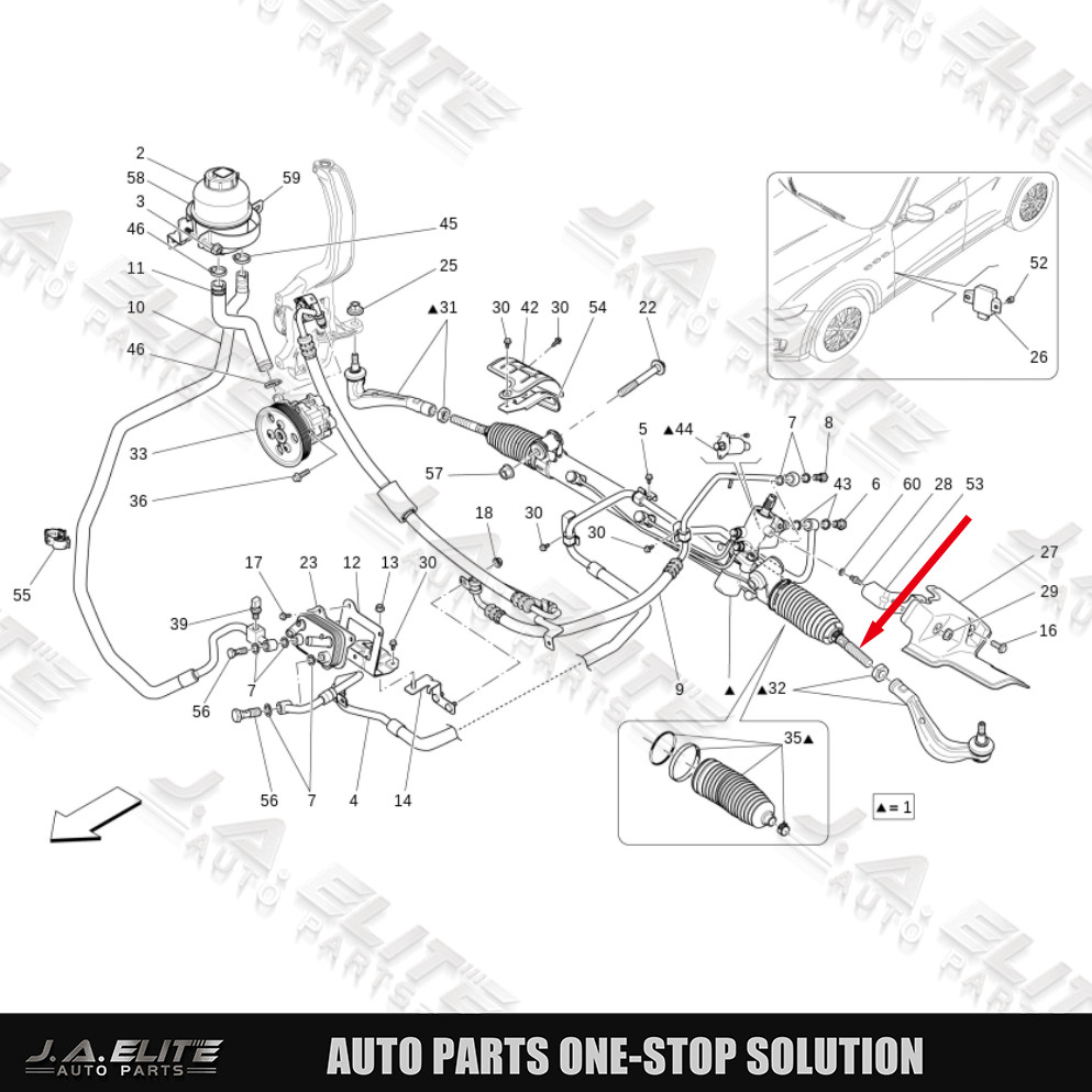 Maserati Levante 2017 Inner Inner tie rod P/N 670039794