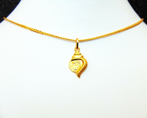 Om Necklace 22k Gold Plated Chain Om 