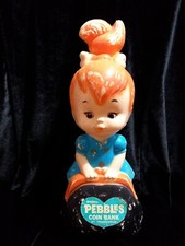 Vintage Pebbles Flinstone Coin Bank,Hanna Barbera, Very Rare Collectible