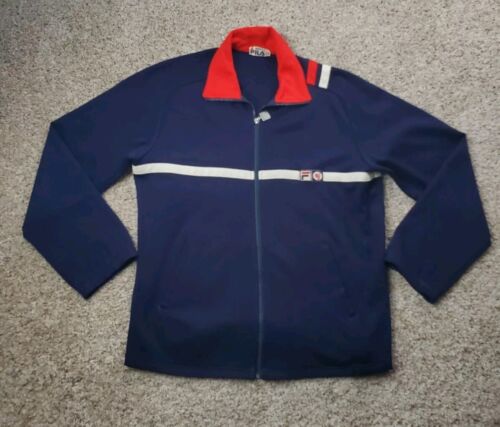 Vintage 70s Fila Bjorn Borg Track Jacket Size 40 Mens Blue Wool Blend