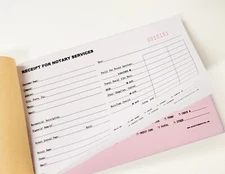 Receipt for Notary Public Services Book 50 x 2-ply Carbonless Duplicate