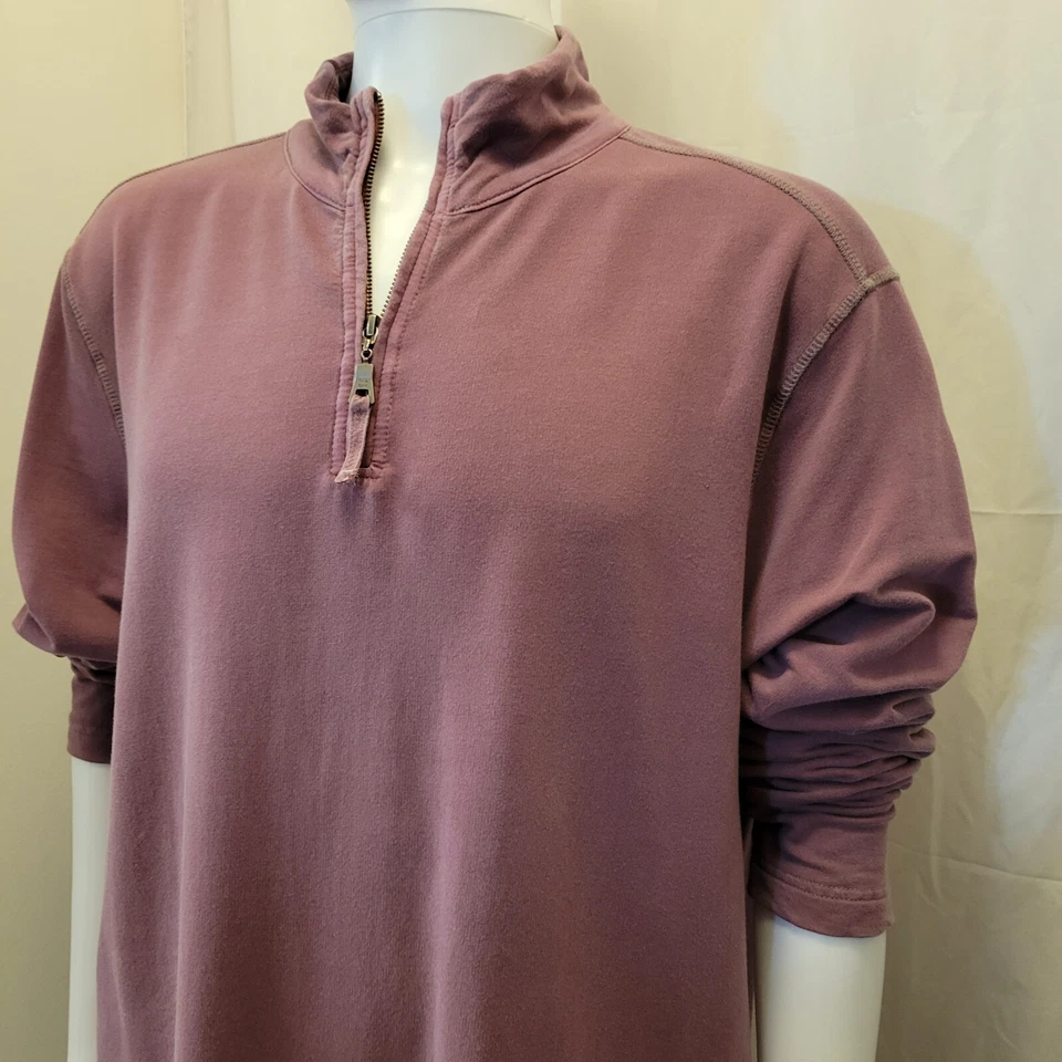 True Grit sweater mens XL plum 1/4 zip pullover 67% tencel lightweight burgundy - Image 4 of 4