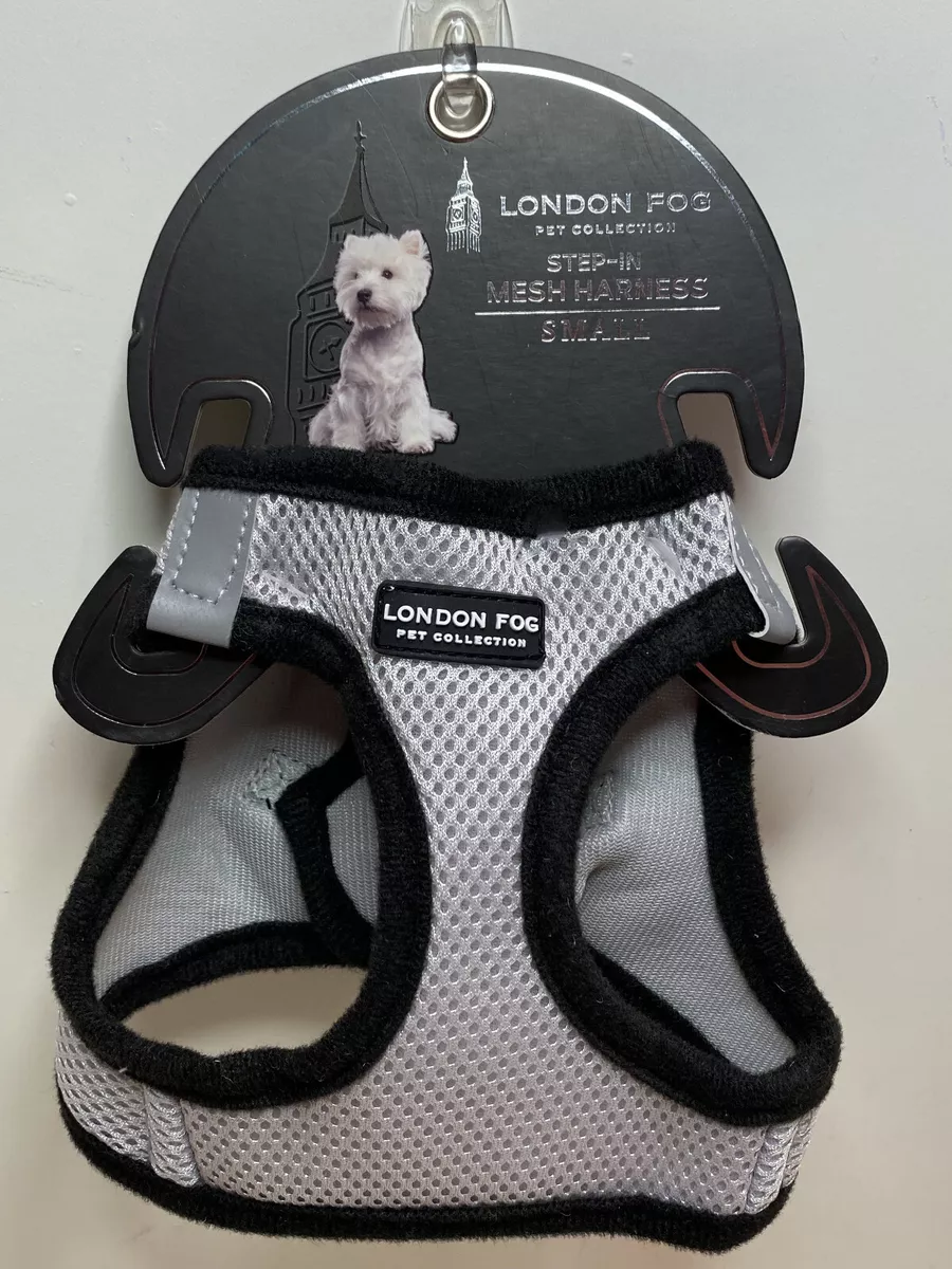 London Fog Pet Collection Designer Dog Harness Gray/Black size Small (15  lbs.)