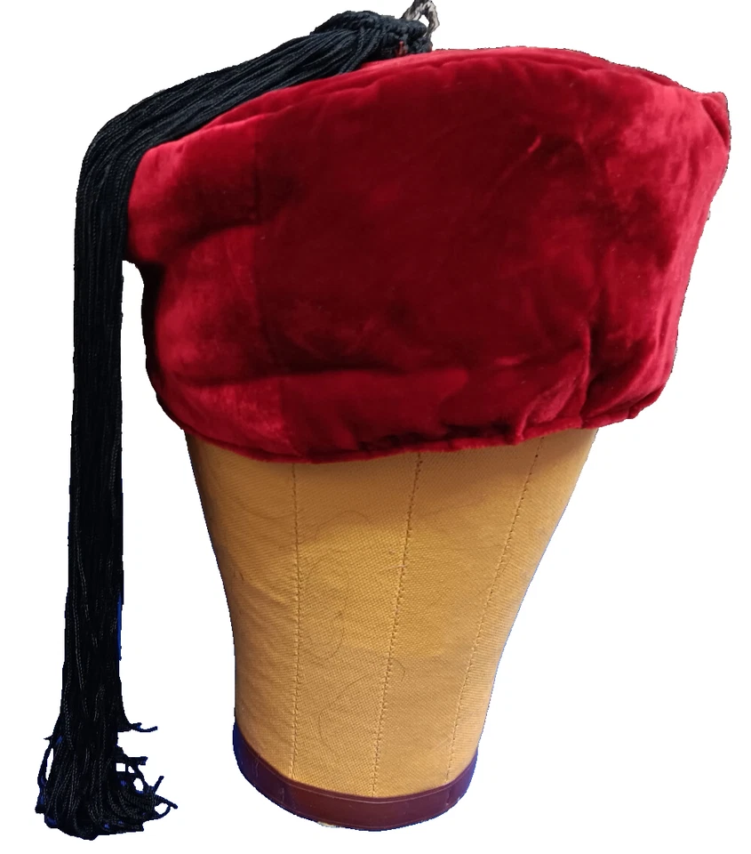 GORRA FUMADOR Repro 1800 Estilo Victoriano Rojo Oscuro Terciopelo Talla Mediana Foto 2 de 4