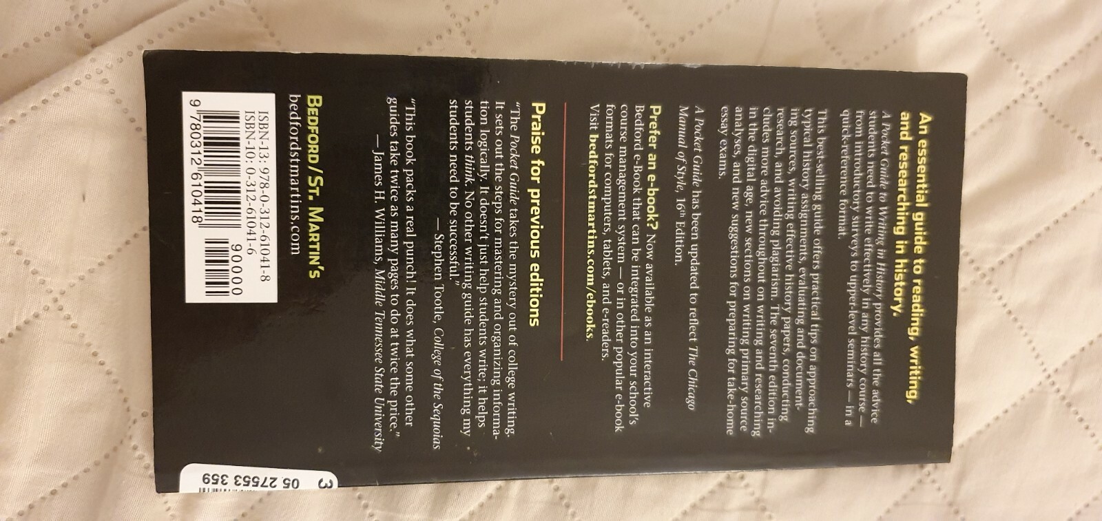 A Pocket Guide to Writing in History, 7th edition. By Mary Lynn