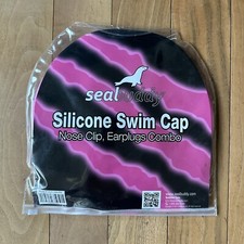 Sealbuddy Silicone Pink Swim Cap with Nose Clip and Ear Plugs Combo Set