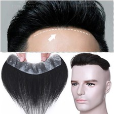 Toupiert 100% Echthaar Herren Perücke Toupet PU Toupee Männer Haarteil Wig Glatt