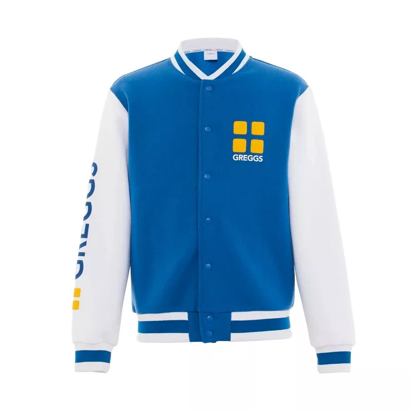 Primark Greggs Men's Varsity Jacket Baseball NEW Blue White Letterman  Letter | eBay