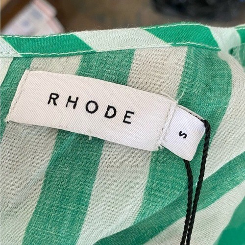 $495 NWT Rhode Green and White Ella Curacao Striped Dress Sz S - Picture 2 of 13