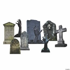 8pc Graveyard Set Tombstone  Zombies Yard Signs Halloween Outdoor Decoration