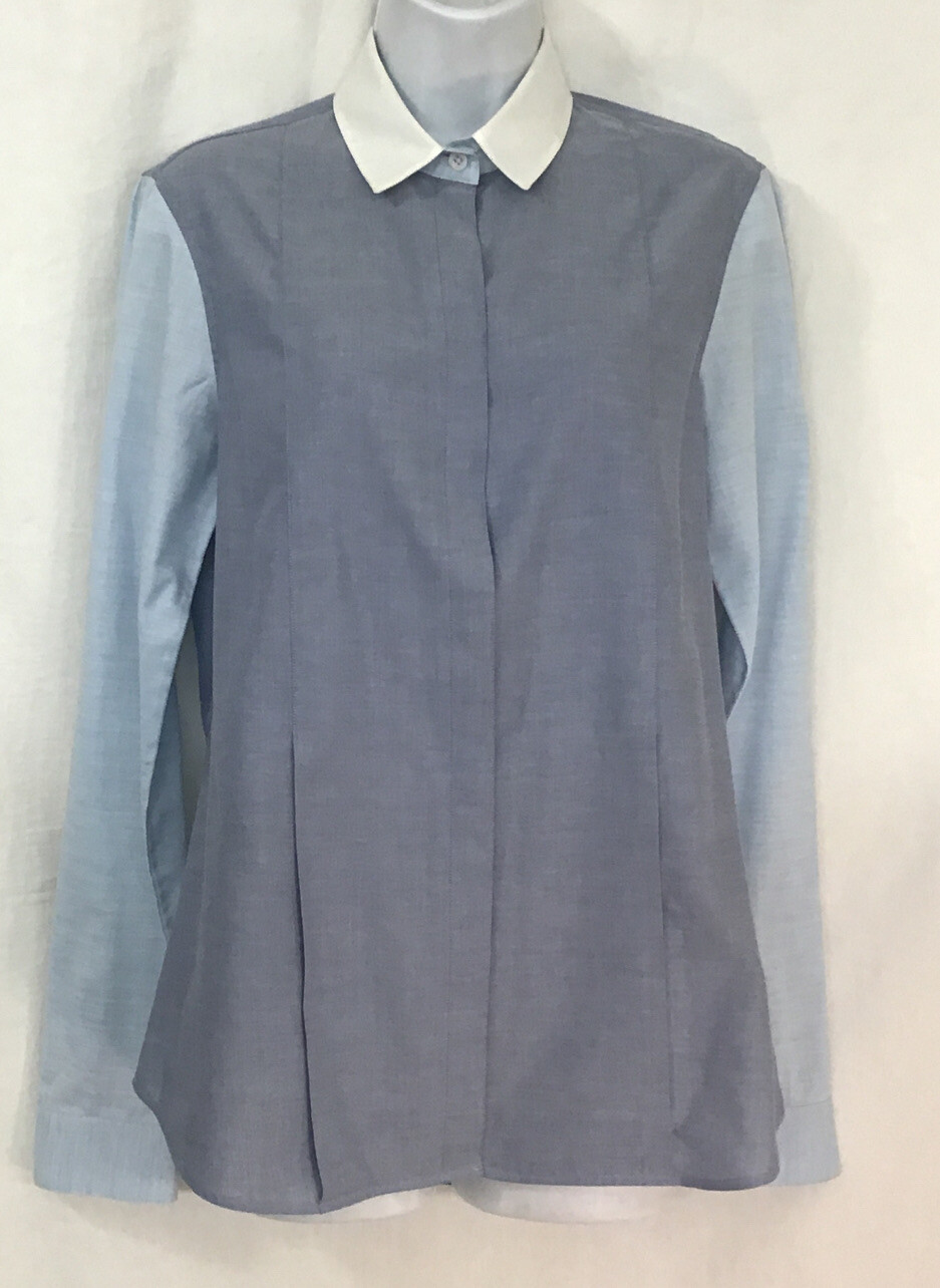 FILA Camicia The Row donna blu con bottoni maniche azzurre colletto bianco taglia 6