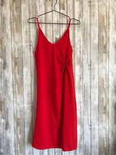ASOS Side Knot Body V Neck Midi Strap Dress Bright Red 2 XS S