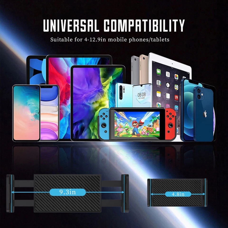 360°汽车后座头枕支架平板电脑支架适用于4.7-12.9英寸iPad iPhone三星 — 第 2/4 张图片