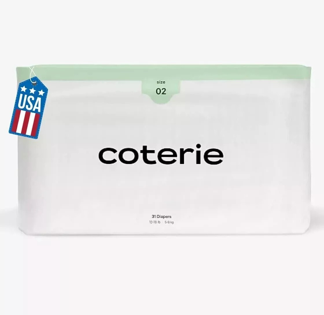 Coterie Baby Diapers Size 2 (12-18 lbs) - 31 Count Hypoallergenic Premium Diaper
