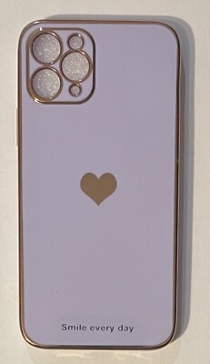 Smile Every Day Hard Shell Phone Case iPhone 14 & 14 Pro Gold Lavender Purple