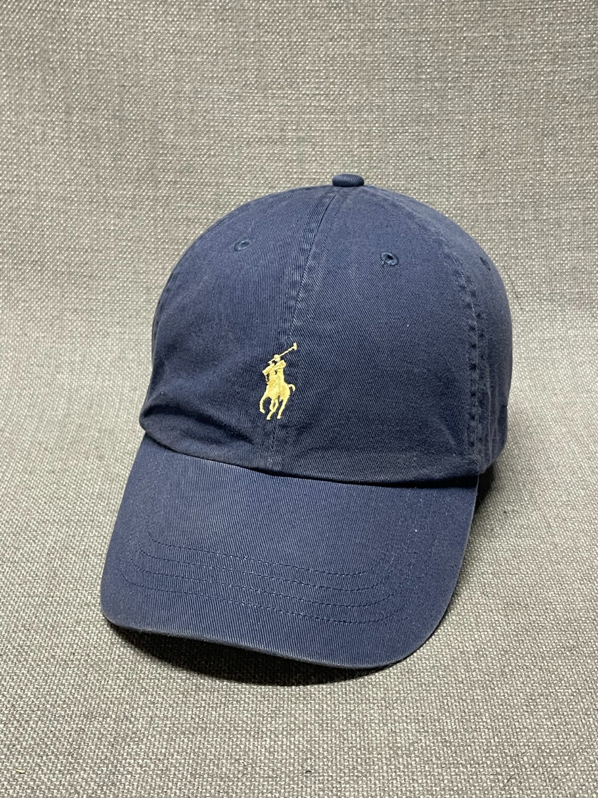 Cappello polo Ralph Lauren da uomo cinturino blu posteriore oro pony logo casual golf