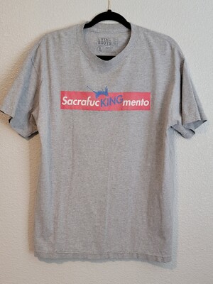 loyal roots shirt mens large crew neck short sleeve sacrafuKINGmento NBA gray