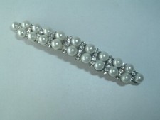 VINTAGE PARIS WHITE FAUX PEARL  RHINESTONE HAIR BARRETTE UP DO HAIR ACCESSORY