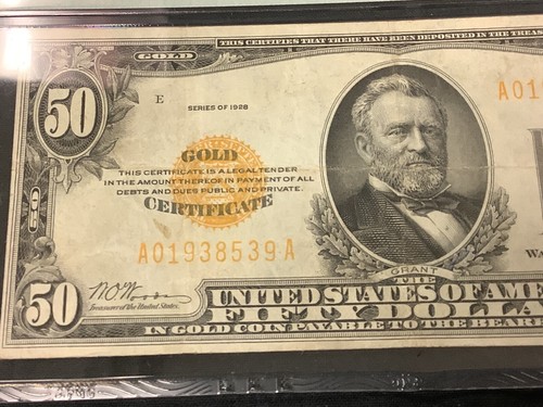 1928 $50 Gold Certificate AA Block PMG Graded Very Fine 30! - Picture 2 of 6