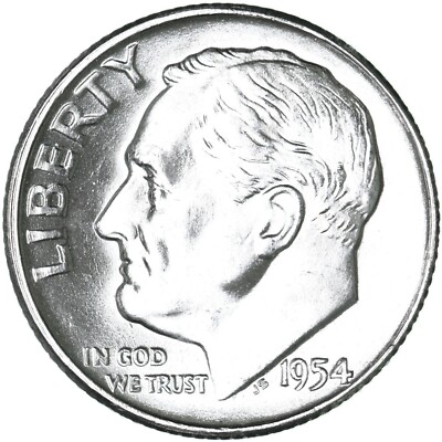   1954 S Roosevelt Dime 90% Silver BU Uncirculated 10c US Coin
