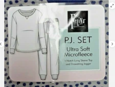 FELINA 2-piece ULTRA soft MICROFLEECE pajama set, (GRAY/NAVY, MEDIUM )NWT