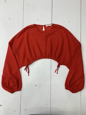 Ark NC Womens Red Knit Crop Sweater Size Small