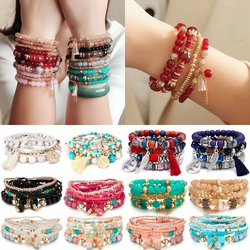 Beaded bangle bracelet deals