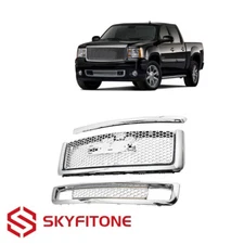 Front Grille Hood Molding Chrome For 2007-2013 GMC Sierra 1500 Denali 3PC