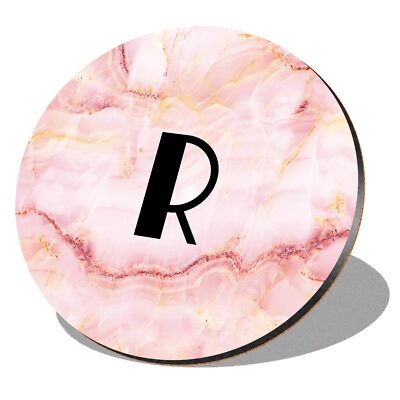 1 x Round Coaster - Letter R Marble Stone Texture Initial #274829 | eBay UK
