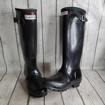 HUNTER Original Tall Rain Boots Black W23499 Women's Size US 6