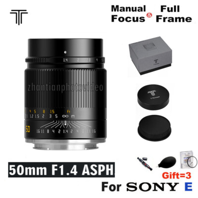 TTartisan 50mm F1.4 ASPH Full Frame MF Lens for Sony E-mount Mirrorless Cameras
