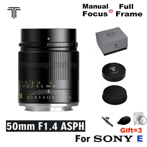 TTartisan 50mm F1.4 ASPH Full Frame MF Lens for Sony E-mount a7 a7III a7R3 a7R4