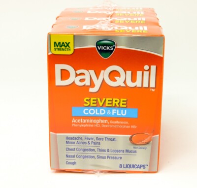Vicks DQ Cold Severe Cold & Flu Max Strenght liquid caps 8 ct - Case - 4 Units