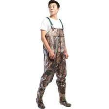 Women Men's Camouflage Chest Wader PVC Waterproof Pants Foot Boots Fishing Play