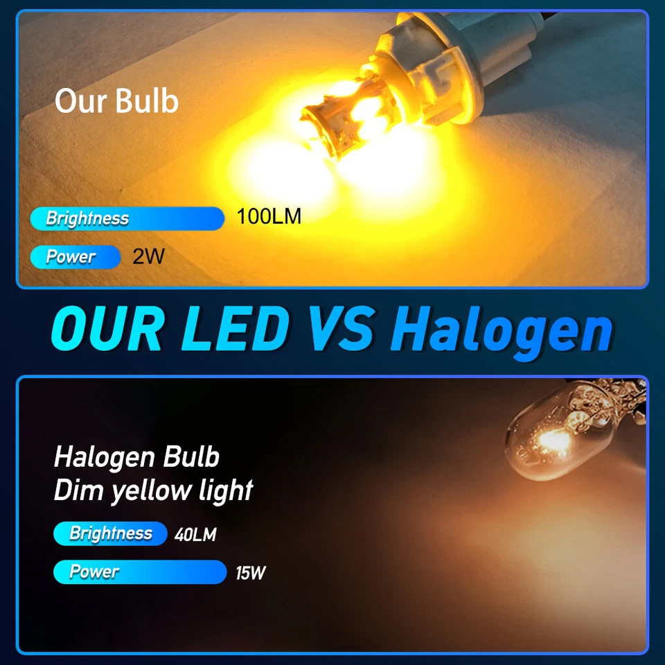 Amber LED Front Side Marker Light Bulbs For 81-88 Oldsmobile Cutlass 442,194 T10 - Image 2 of 4