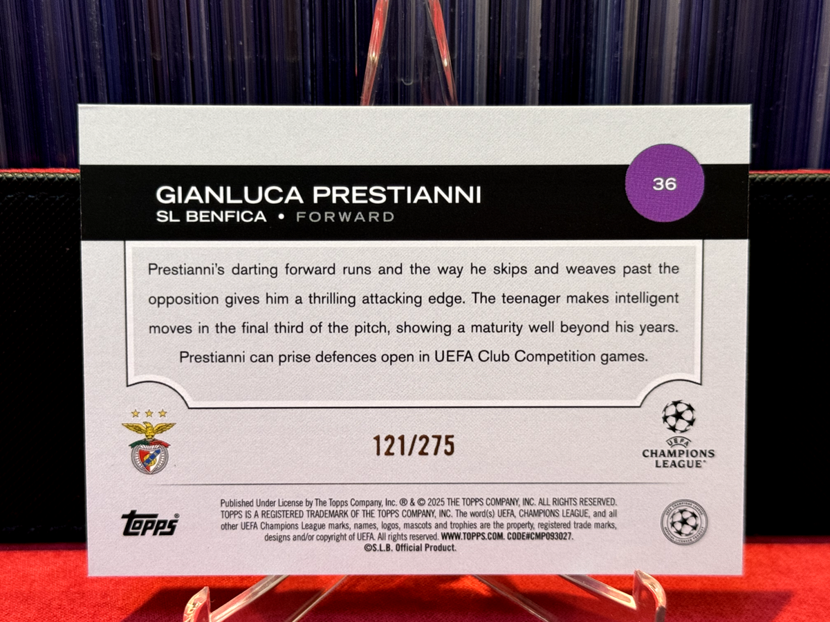 2024-25 Topps UEFA Gianluca Prestianni RC Blue 121/275 Argentina 