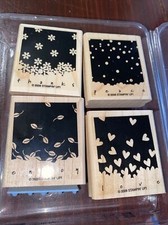 Stampin' Up Gently Falling Wood Mount Rubber Stamp Set of 4 Pre-Cut nOS