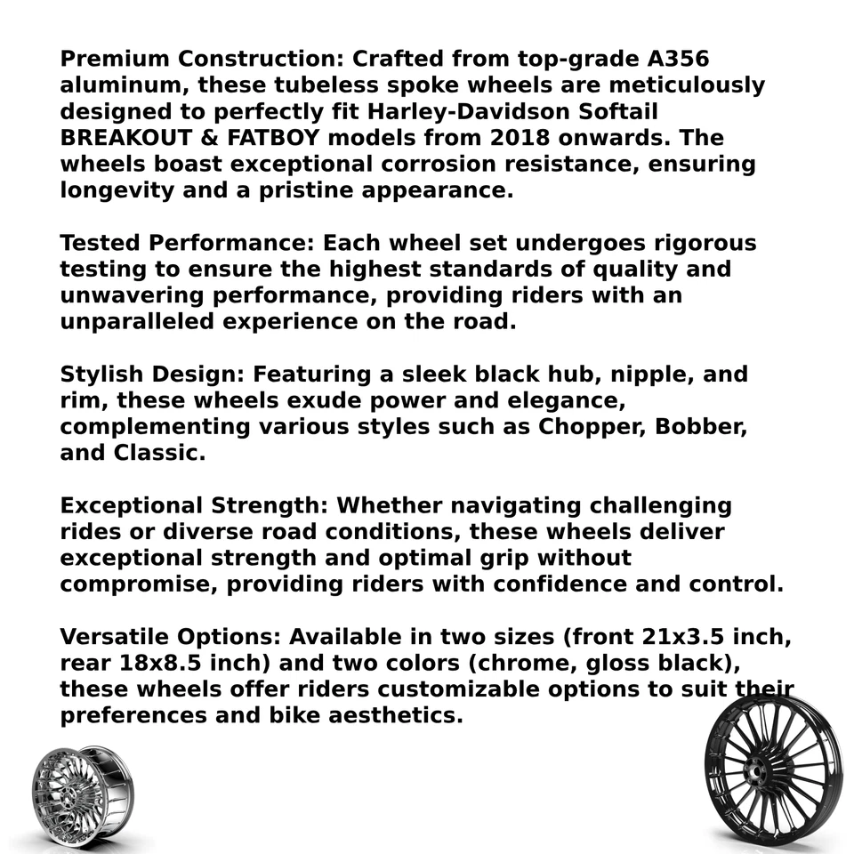 Hoprousa 18x8.5 Black Rear Wheel for 2018+ Harley Fatboy & Breakout Aluminum Foto 2 de 4