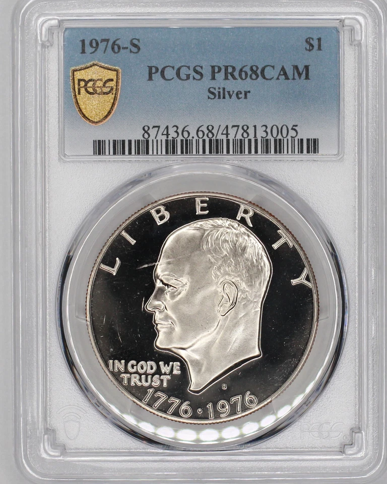 1976-S Ike Eisenhower Dollar PCGS PR68CAM SILVER Protect Gold Shield & TrueView - Image 2 of 3