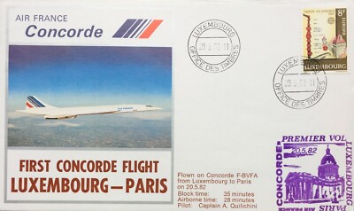 Air France Concorde First Concorde Flight Luxembourg - Paris 20. Mai 1982 FDC 